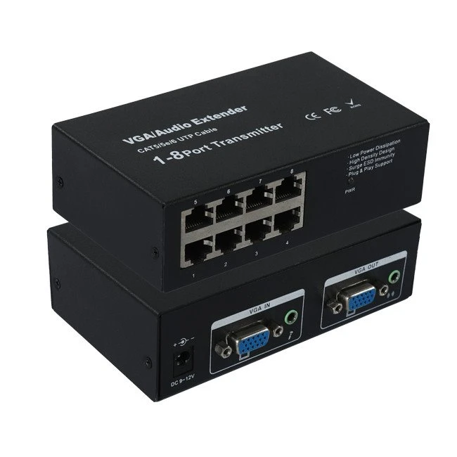 VGA And Audio Extender Transmitter CAT5 CAT5e UTP 8-Port