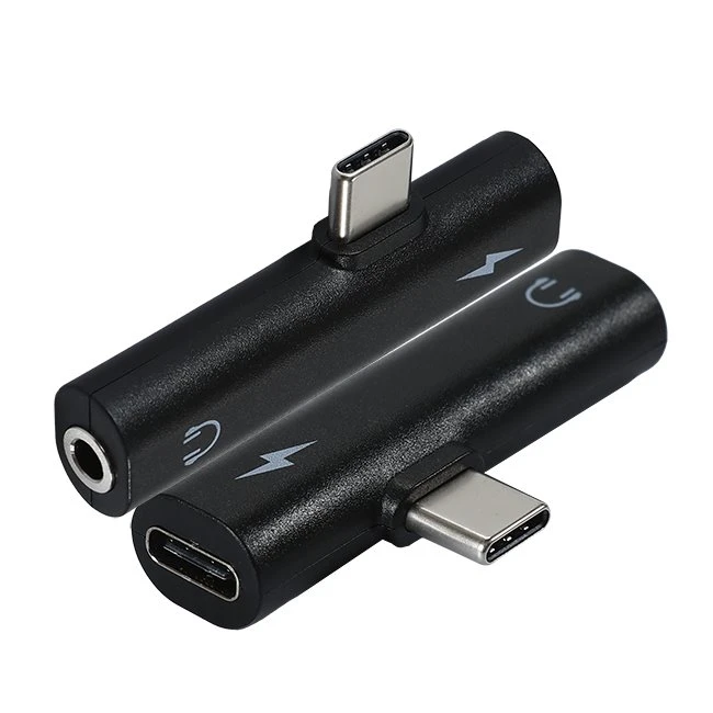 OEM Black T-Shape USB C To 3.5mm Headphone And Charger Adapter