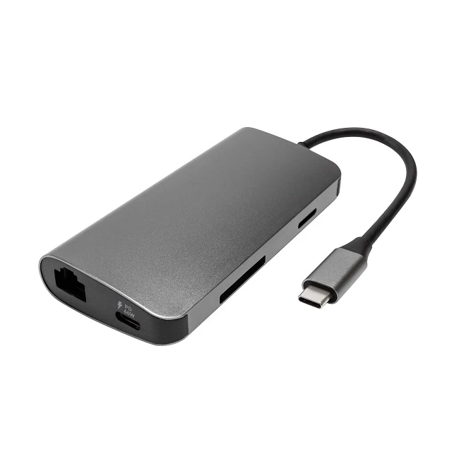 8 In 1 Portable USB C Multiport Docking Station For PC Laptop Supports Memory Cards Reading