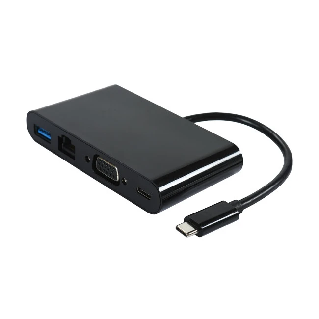 USB 3.1 Type C To VGA USB RJ45 Adapter