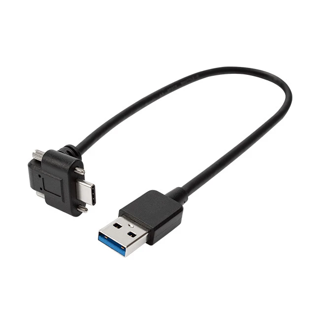 Type C Male Angled To USB3.0 AM Cable With Dual Locking Screws