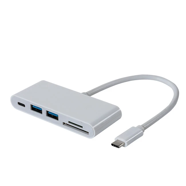 USB C To 2 Ports USB Hub with Card Reader and PD Port