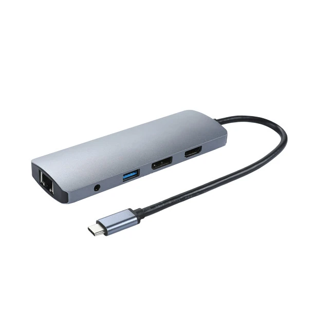 8 In 1 USB C To HDMI DP Adapter with Ethernet and Power Delivery Pd Type C Charging Por and 3 USB 3.0 Ports Adapter
