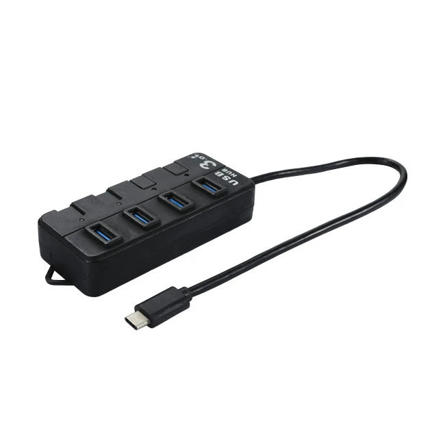 Type C To 4 Port USB 3.0 HUB withi ndividual switch