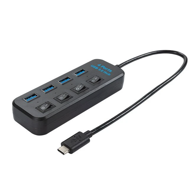 USB C To 4 Ports USB 3.0 HUB with Individual Switch