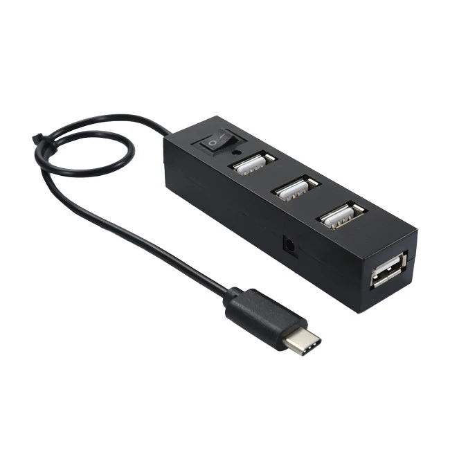 USB-C To 4 Port USB 2.0 Hub with one botton switch