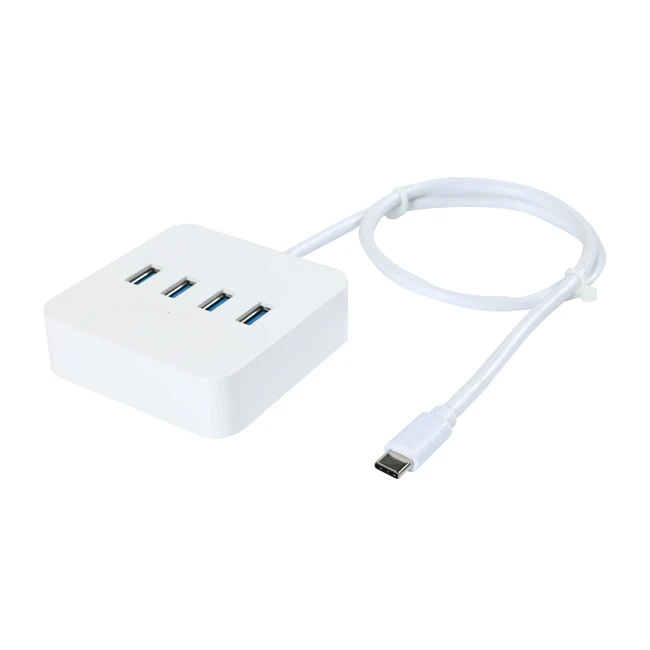 White USB Type C To 4 Port USB 3.0 HUB